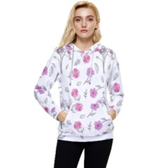 Flowers In One Line Women s Lightweight Drawstring Hoodie by SychEva