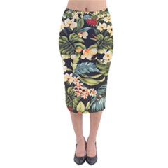 Jungle Velvet Midi Pencil Skirt by PollyParadise