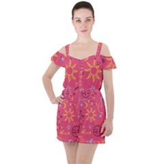 Pattern Mystic Color Ruffle Cut Out Chiffon Playsuit by alllovelyideas