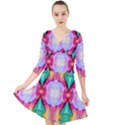 Colorful Abstract Painting E Quarter Sleeve Front Wrap Dress View1