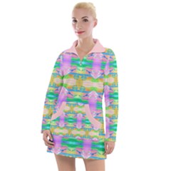 Colorful Neon Pattern  Women s Long Sleeve Casual Dress by gloriasanchez