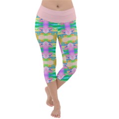 Colorful Neon Pattern  Lightweight Velour Capri Yoga Leggings by gloriasanchez