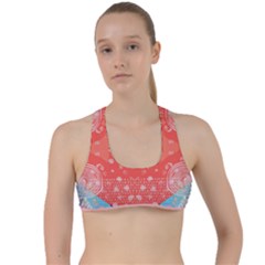 Chic Boho Print E Criss Cross Racerback Sports Bra by gloriasanchez