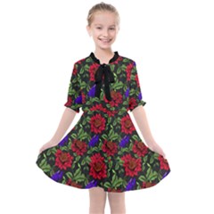 Spanish Passion Floral Pattern Kids  All Frills Chiffon Dress by gloriasanchez