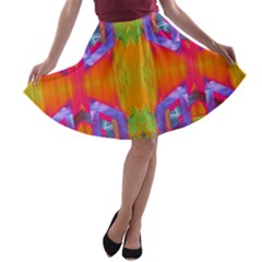 Glitch Futuristic Punk  A-line Skater Skirt by gloriasanchez