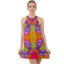 Glitch Futuristic Punk  Halter Tie Back Chiffon Dress View1