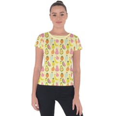 Tropical Fruits Pattern  Short Sleeve Sports Top  by gloriasanchez