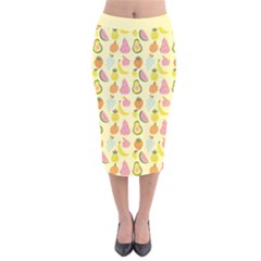 Tropical Fruits Pattern  Velvet Midi Pencil Skirt by gloriasanchez