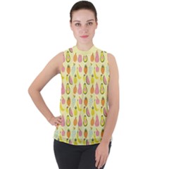 Tropical Fruits Pattern  Mock Neck Chiffon Sleeveless Top by gloriasanchez