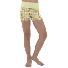 Tropical Fruits Pattern  Kids  Lightweight Velour Yoga Shorts by gloriasanchez