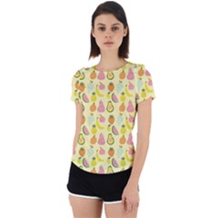 Tropical Fruits Pattern  Back Cut Out Sport Tee by gloriasanchez