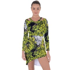 Acid Green Patterns Asymmetric Cut-out Shift Dress by kaleidomarblingart