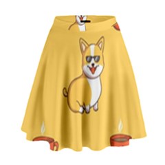 Corgi And Coffee High Waist Skirt by Bigfootshirtshop