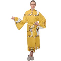 Corgi And Coffee Maxi Velour Kimono by Bigfootshirtshop