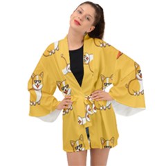 Corgi And Coffee Long Sleeve Kimono by Bigfootshirtshop