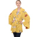 Corgi And Coffee Long Sleeve Velvet Kimono  View1