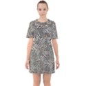 Modern Floral Collage Pattern Design Sixties Short Sleeve Mini Dress View1