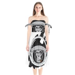 Spacemonkey Shoulder Tie Bardot Midi Dress by goljakoff