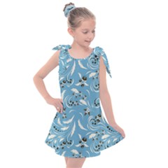 Folk Flowers Art Pattern Floral Abstract Surface Design  Seamless Pattern Kids  Tie Up Tunic Dress by Eskimos