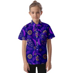 Folk Flowers Art Pattern Floral Abstract Surface Design  Seamless Pattern Kids  Short Sleeve Shirt by Eskimos