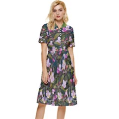 Apple Blossom  Button Top Knee Length Dress by SychEva