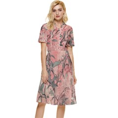 Botanic Grunge Motif Artwork Button Top Knee Length Dress by dflcprintsclothing