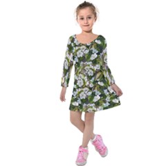 Blooming Garden Kids  Long Sleeve Velvet Dress by SychEva