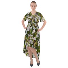 Blooming Garden Front Wrap High Low Dress by SychEva