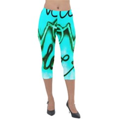  Graffiti Love Lightweight Velour Capri Leggings  by essentialimage365