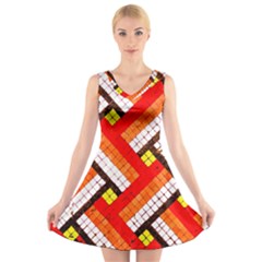 Pop Art Mosaic V-neck Sleeveless Dress by essentialimage365