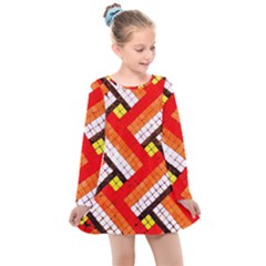 Pop Art Mosaic Kids  Long Sleeve Dress by essentialimage365