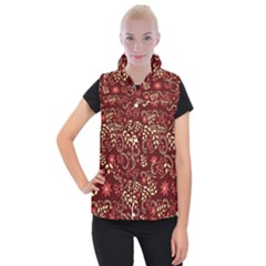 Folk Flowers Art Pattern Floral Abstract Surface Design  Seamless Pattern Women s Button Up Vest by Eskimos