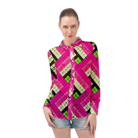 Pop Art Mosaic Long Sleeve Chiffon Shirt by essentialimage365