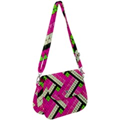 Pop Art Mosaic Saddle Handbag by essentialimage365