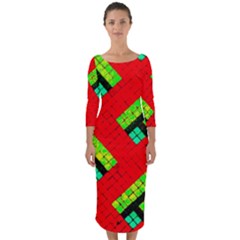 Pop Art Mosaic Quarter Sleeve Midi Bodycon Dress by essentialimage365