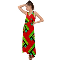 Pop Art Mosaic V-neck Chiffon Maxi Dress by essentialimage365