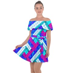 Pop Art Mosaic Off Shoulder Velour Dress by essentialimage365