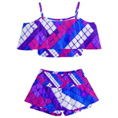 Pop Art Mosaic Kids  Off Shoulder Skirt Bikini by essentialimage365