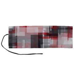 Abstract Tiles, Mixed Color Paint Splashes, Altered Roll Up Canvas Pencil Holder (m) by Casemiro