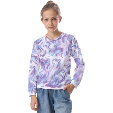 Tie Diy Diys Retro Batic Design Kids  Long Sleeve Tee With Frill  by DinzDas