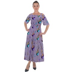Japanese Ramen Sushi Noodles Rice Bowl Food Pattern Shoulder Straps Boho Maxi Dress  by DinzDas
