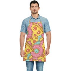 Fast Food Pizza And Donut Pattern Kitchen Apron by DinzDas