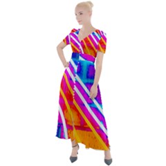 Pop Art Neon Wall Button Up Short Sleeve Maxi Dress by essentialimage365