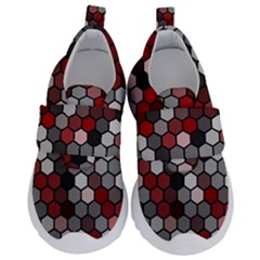 Hexagonal Blocks Pattern, Mixed Colors Kids  Velcro No Lace Shoes by Casemiro