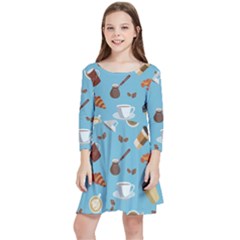 Coffee Time Kids  Quarter Sleeve Skater Dress by SychEva