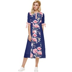 Cb-014 Bow Sleeve Chiffon Midi Dress by flowerland