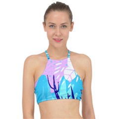 Aquatic Surface Patterns Racer Front Bikini Top by Designops73