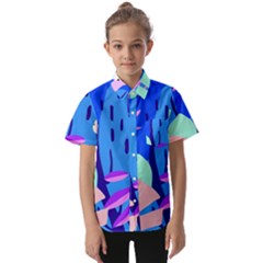 Aquatic Surface Patterns Kids  Short Sleeve Shirt by Designops73