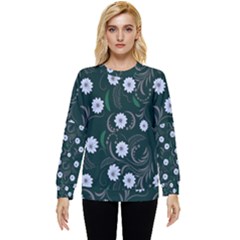 Folk Flowers Art Pattern Floral  Surface Design  Seamless Pattern Hidden Pocket Sweatshirt by Eskimos