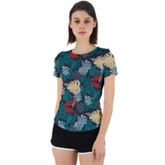 Tropical Autumn Leaves Back Cut Out Sport Tee by tmsartbazaar